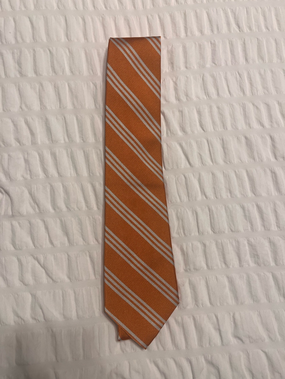 American Living Orange and White Striped Men's Tie - Picture 1 of 2